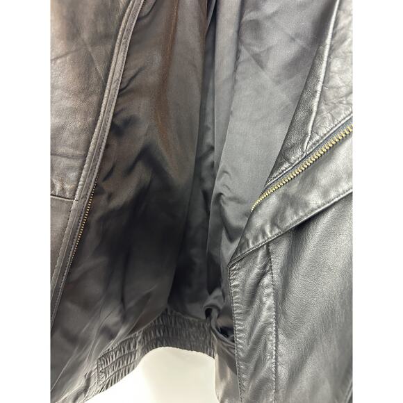 Vintage Wilsons Leather Bomber Motorcycle Jacket Asymmetric Zip Moto Black XL - Picture 12 of 16